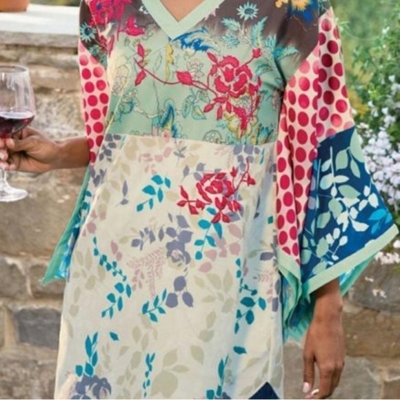 Soft Surroundings Izumi Pullover Kimono Sleeve Asian Floral V-Neck Tunic Blouse - Picture 13 of 13